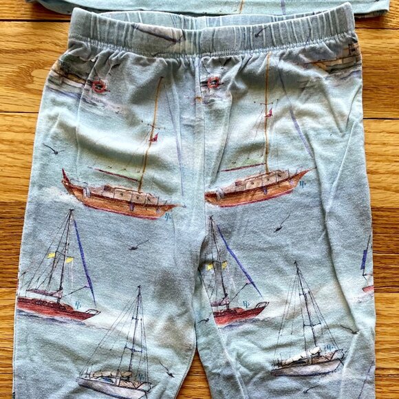Posh Peanut Skip Blue Sailboat Classic Pajama Set Size 18-24 Month - Picture 10 of 13